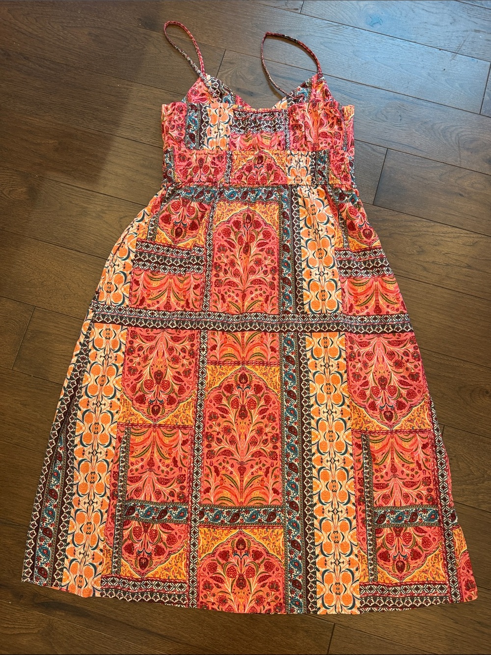 Old Navy Waist Defined Midi Tank Dress Medium in Pink Paisley - C1-304 - Picture 7 of 9